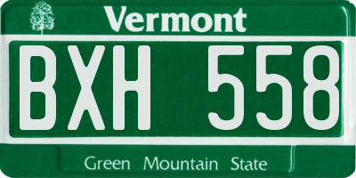 VT license plate BXH558
