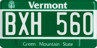 VT license plate BXH560