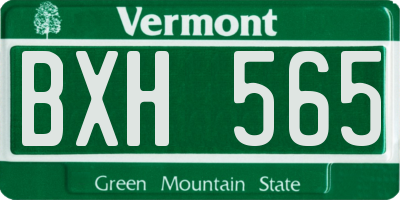 VT license plate BXH565