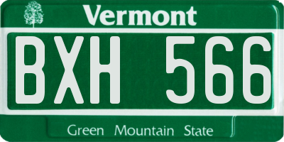VT license plate BXH566