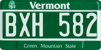 VT license plate BXH582