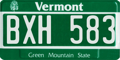 VT license plate BXH583