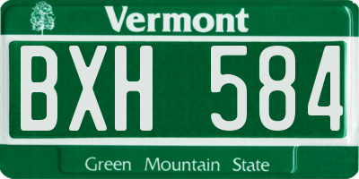 VT license plate BXH584