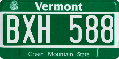 VT license plate BXH588