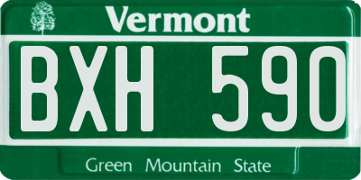 VT license plate BXH590