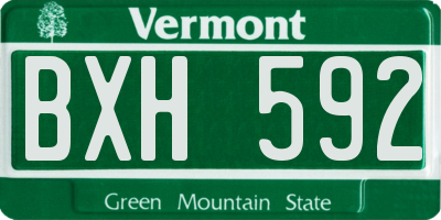 VT license plate BXH592