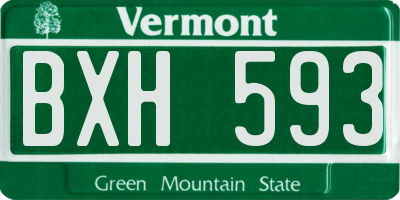 VT license plate BXH593