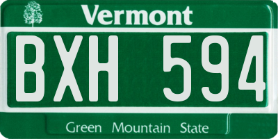 VT license plate BXH594