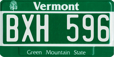 VT license plate BXH596