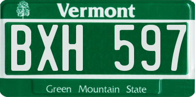 VT license plate BXH597