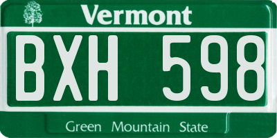 VT license plate BXH598