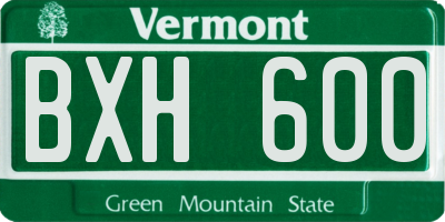 VT license plate BXH600