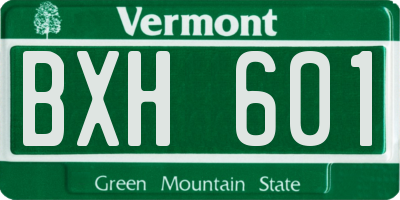 VT license plate BXH601