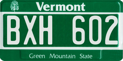 VT license plate BXH602