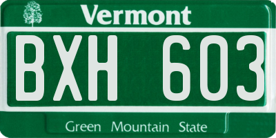 VT license plate BXH603