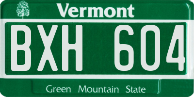 VT license plate BXH604