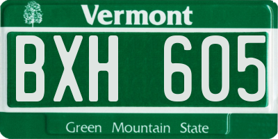 VT license plate BXH605
