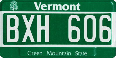 VT license plate BXH606