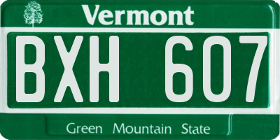 VT license plate BXH607