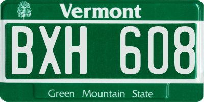 VT license plate BXH608