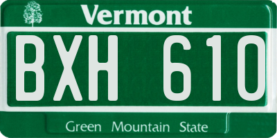VT license plate BXH610