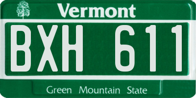VT license plate BXH611