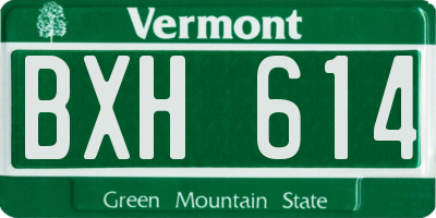 VT license plate BXH614