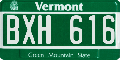 VT license plate BXH616