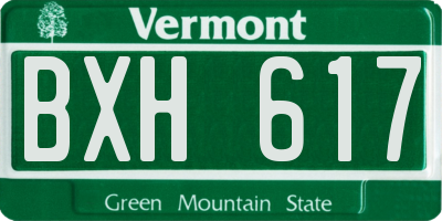 VT license plate BXH617