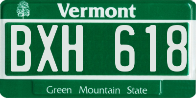VT license plate BXH618