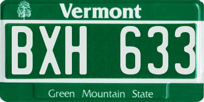 VT license plate BXH633