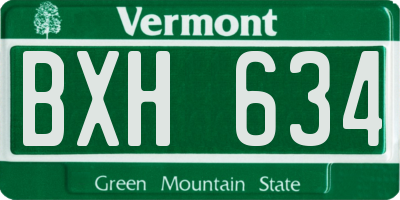 VT license plate BXH634