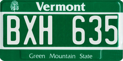 VT license plate BXH635