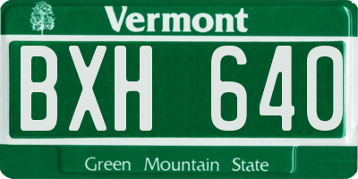 VT license plate BXH640