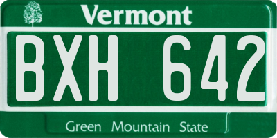 VT license plate BXH642