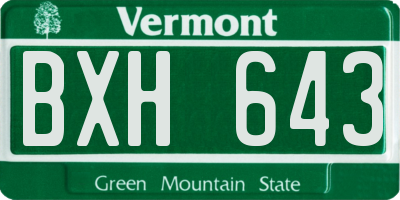 VT license plate BXH643