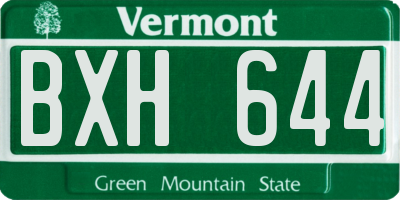 VT license plate BXH644