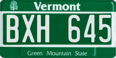 VT license plate BXH645