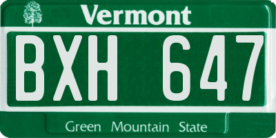 VT license plate BXH647