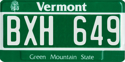 VT license plate BXH649