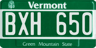 VT license plate BXH650