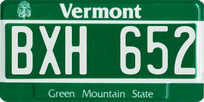 VT license plate BXH652