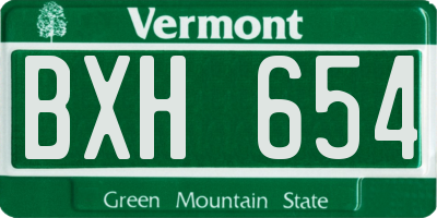VT license plate BXH654