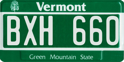 VT license plate BXH660
