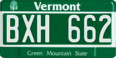 VT license plate BXH662