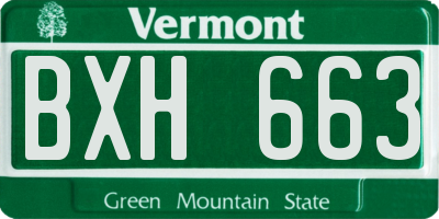 VT license plate BXH663