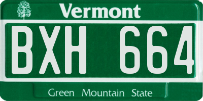 VT license plate BXH664