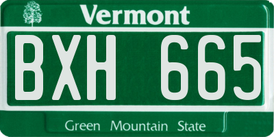 VT license plate BXH665