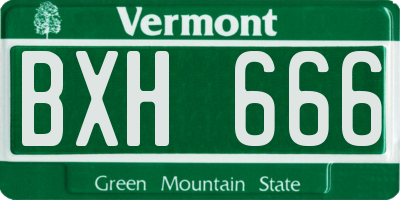 VT license plate BXH666