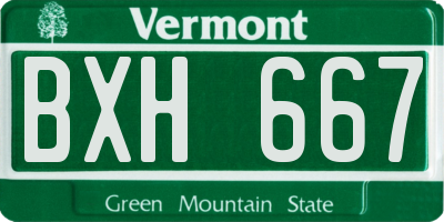 VT license plate BXH667